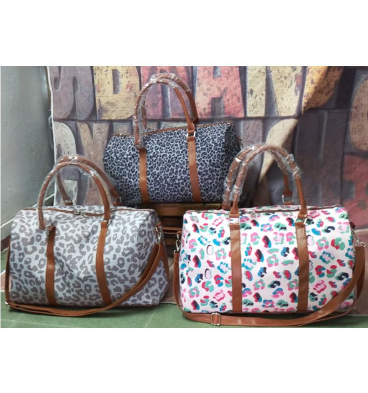 Travel Bag Colorful Leopard Print Travel Bag Cross Border Fashion Women's Storage Bag Short Distance Travel Handbag_voghion.com