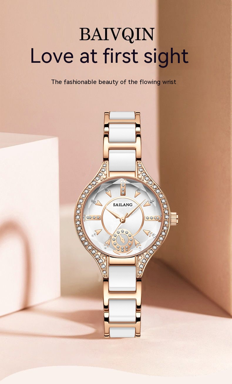 Nuovo orologio di vendita caldo Orologio da donna Sailang Orologio in ceramica impermeabile Orologio al quarzo transfrontaliero_voghion.com