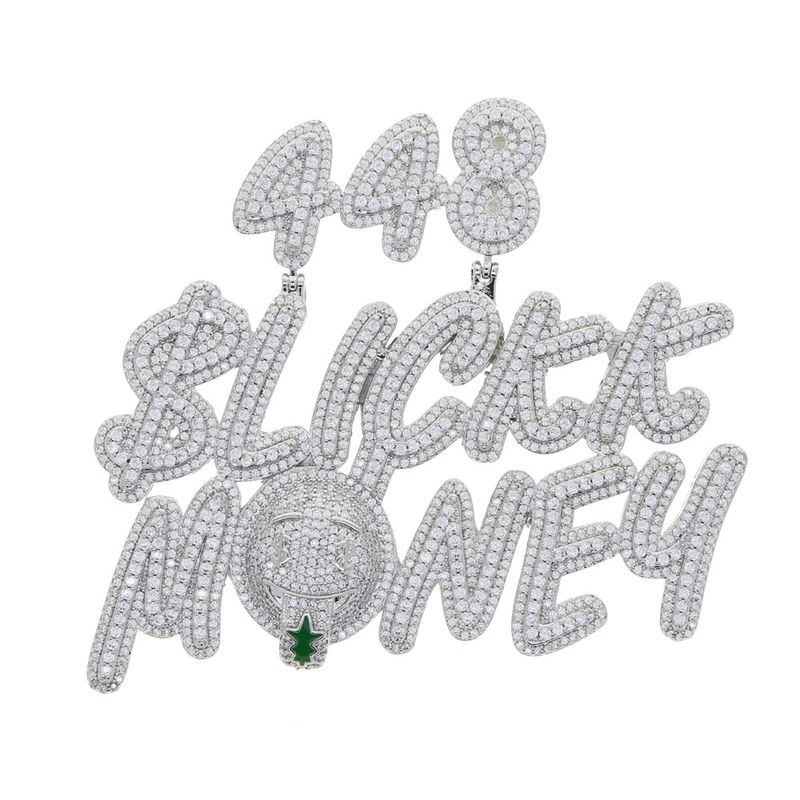 Ciondolo 448MONEY da uomo con catena a maglie cubane da 12 mm, opzioni argento/oro, lunghezza regolabile 20-31,5 pollici_voghion.com