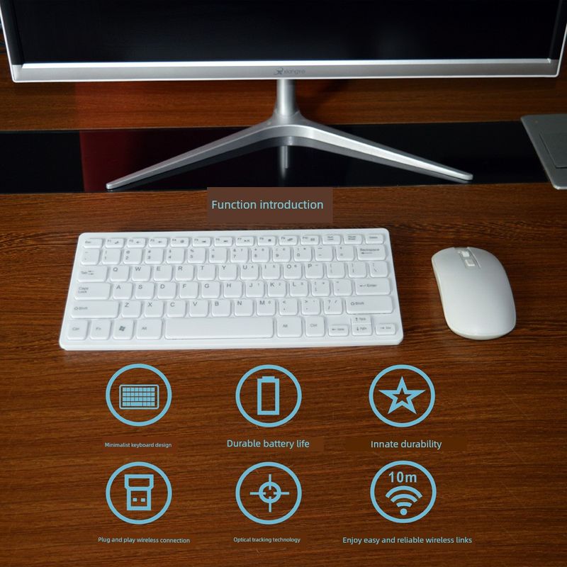 Set di tastiera wireless Gkm901 Chocolate per 78 computer desktop e laptop, mini mouse multifunzione 2.4G_voghion.com