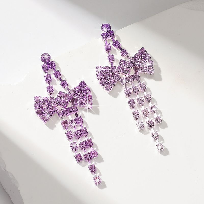 Orecchini lunghi esagerati con zirconi intarsiati e diamanti a forma di farfalla, piccoli e lussuosi_voghion.com