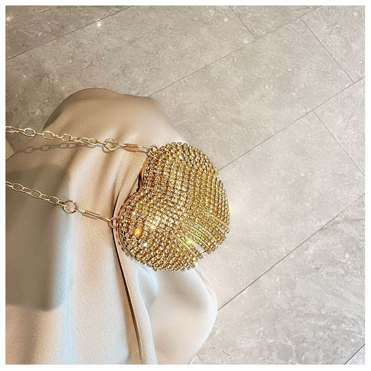 Neue Promi-Mini-Herzform Mode Diamant Perle Mini Geldbörse Abendtasche Kette Tasche_voghion.com