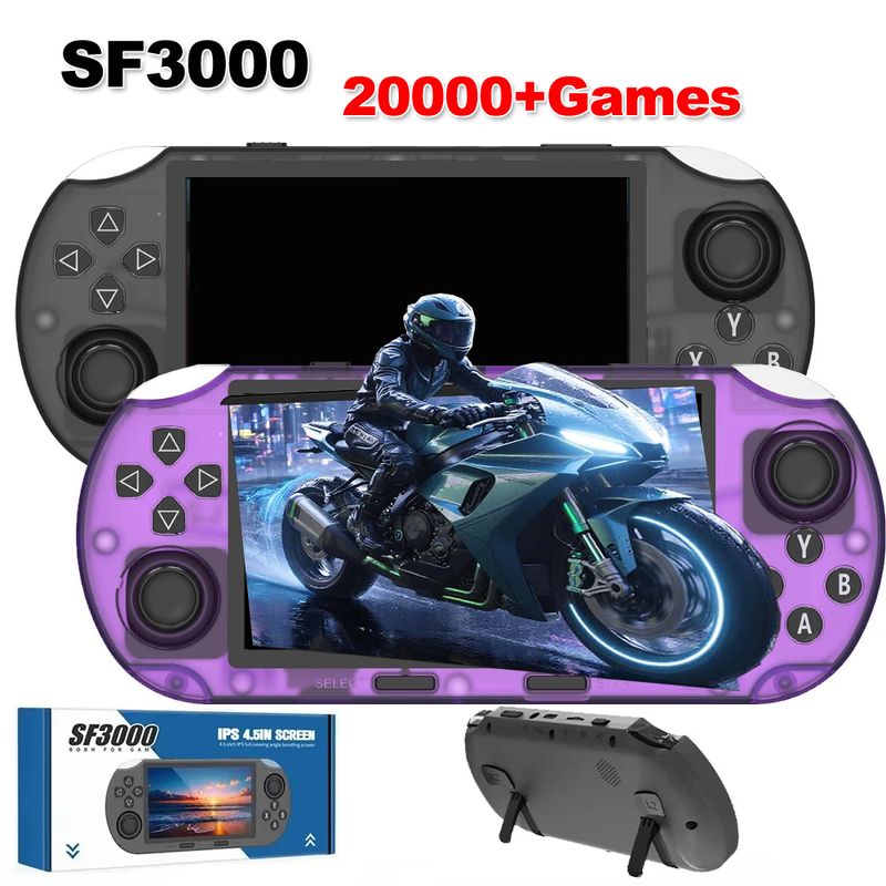 3000 Video Console Portable Handheld Game Player Retro 4.5 Inch IPS Screen 20000+ Games Built-in For PS1/GBA/SFC/MAME_voghion.com