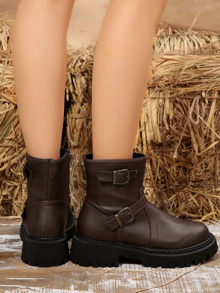 Vintage Martin boots women's new autumn and winter explosive motorcycle boots single boot snow boots_voghion.com