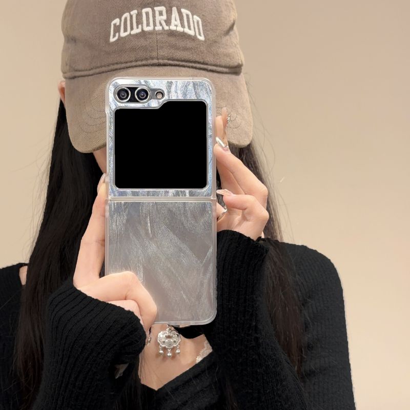 ins feather yarn gradient for Samsung zflip5 folding screen phone case GalaxyZFLIP3/4 protective case_voghion.com
