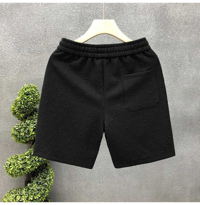 Light Luxury Big Brand Style White Jacquard Shorts Men's Summer Trendy Brand Five Quarter Pants 2023 New Men's Half Pants_voghion.com