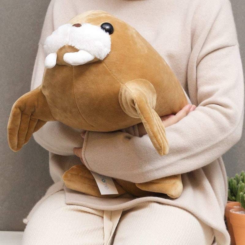 Cuscino di peluche morbido a forma di tricheco per camera da letto, ufficio o arredamento_voghion.com