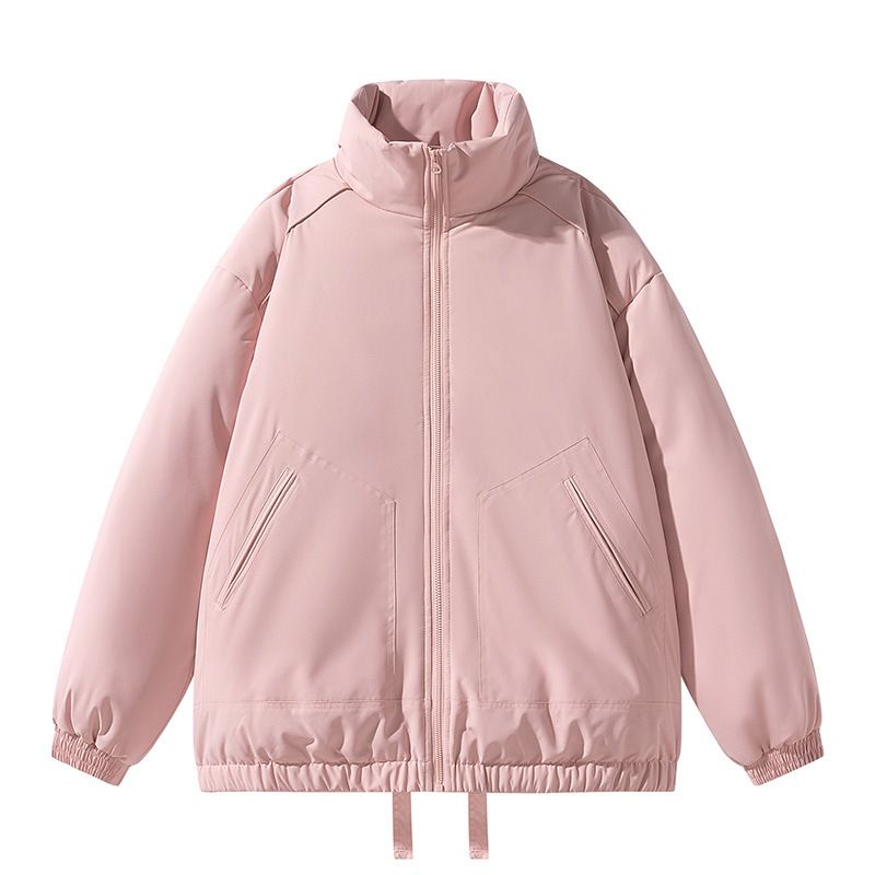 2025 Basic Stehkragenjacke für Herren Winter verdickt warm lose einfarbig lässig Baumwollmantel_voghion.com