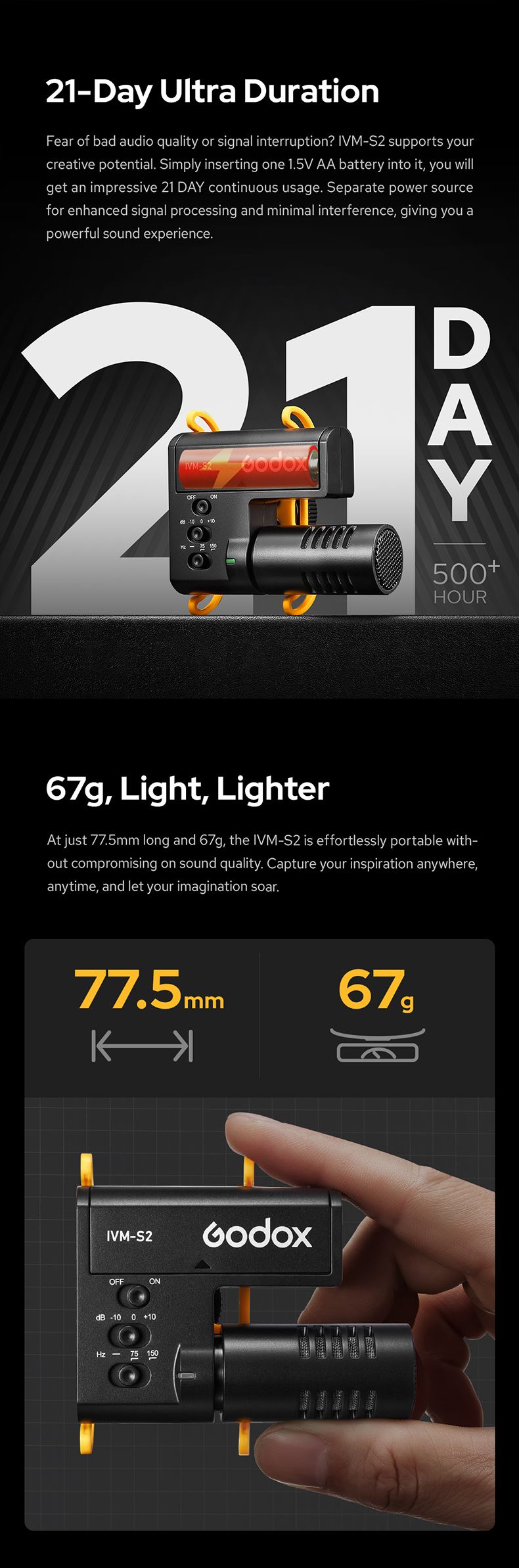 GODOX IVM-S2 Compact Shot gun for Mobile Phone Micro SLR Camera Recording Interview Professional Cardioid Microphone_voghion.com
