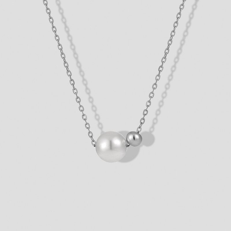 Minimalistische geometrische ronde kralen creatieve roestvrijstalen ketting temperament vrouwen net beroemdheid mode parel sleutelbeenketting nieuwe stijl_voghion.com