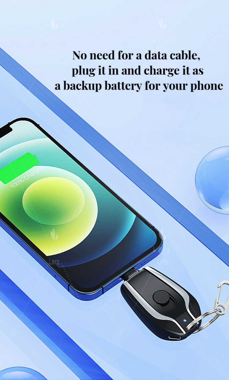 Kunjiuyou Mini Power Bank con Hebilla 1500mAh Gran Capacidad Carga rápida Cargador de batería móvil portátil Tvpe-C de Bolsillo-Negro_voghion.com