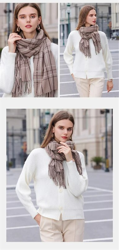 2023 Nieuwe mode sjaal geruite kraag shirt dames elegante cape vrouwelijke sjaal winter warme kasjmier sjaals dames wraps_voghion.com
