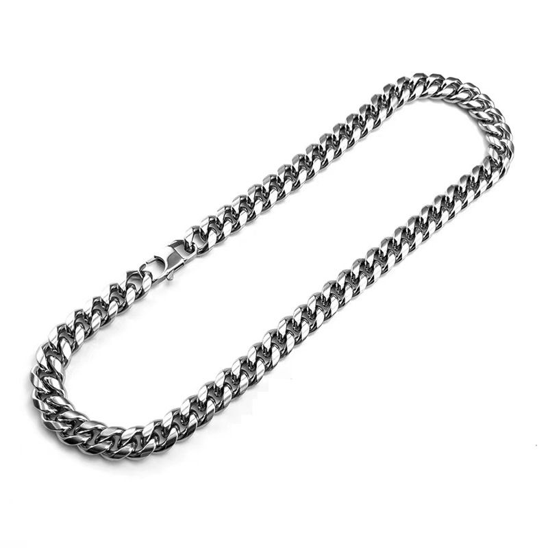 Collana in acciaio inossidabile di alta qualità per uomo, in titanio, con catena cubana, rotonda, lucida, stile hip-hop alla moda e spesso._voghion.com