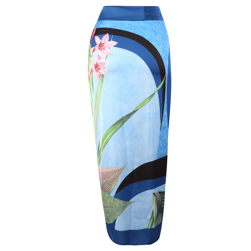 Maillot de bain une pièce imprimé pour femmes, bikini à lacets, jupe longue en mousseline de soie_voghion.com
