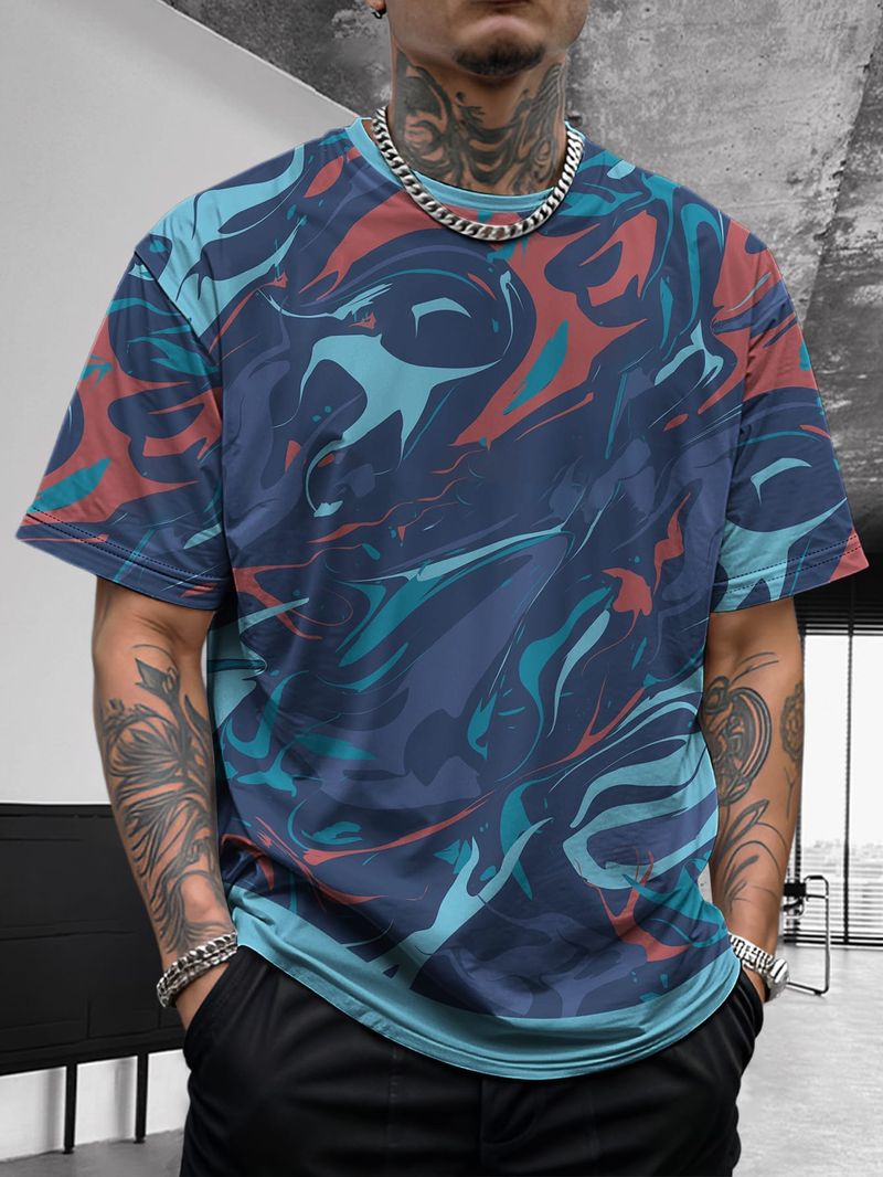 Nuovo design estivo da uomo, retrò, comodo, casual, elasticizzato, slim, basic, a maniche corte_voghion.com