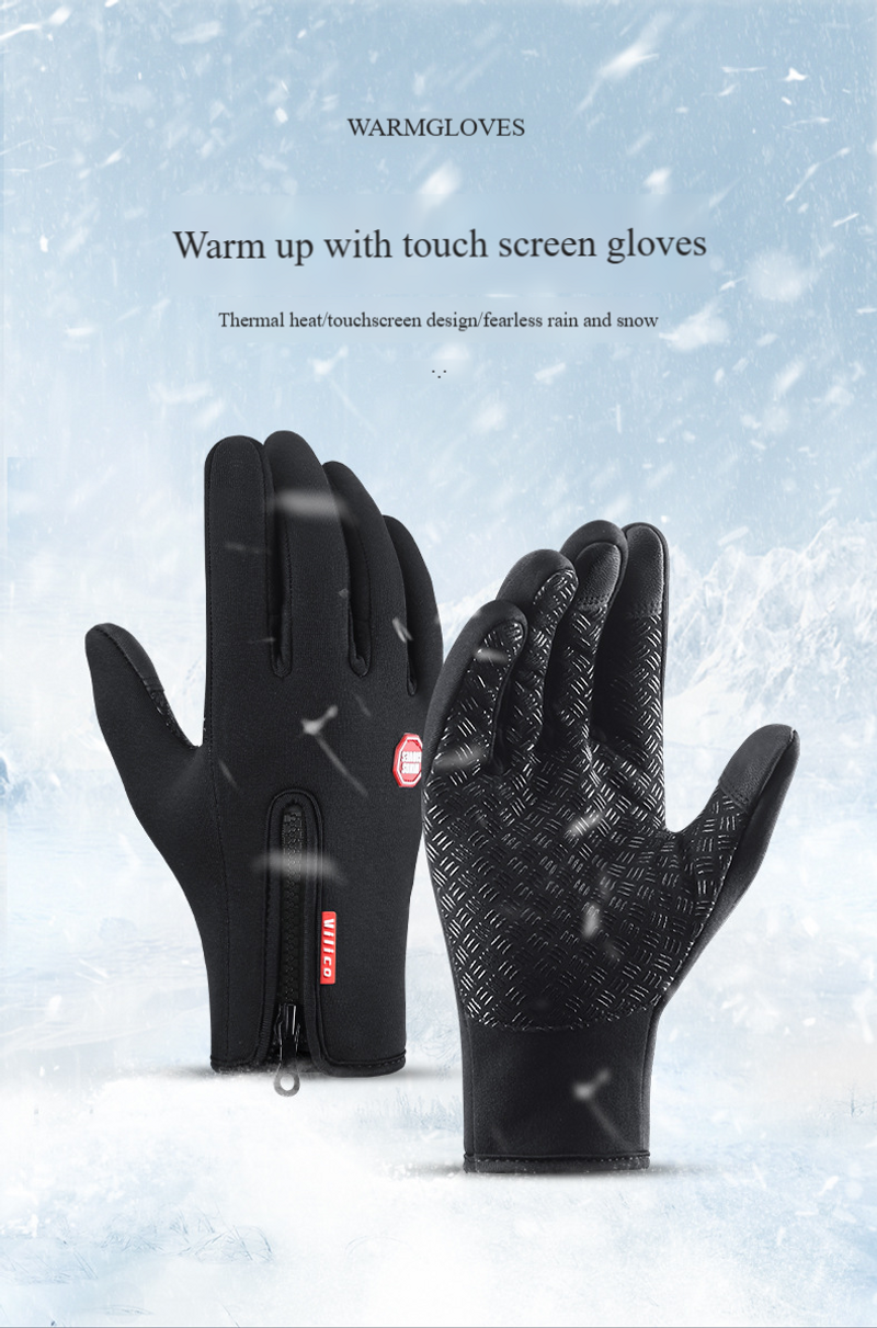 Unisex Bike Touch Screen Commuting Autumn And Winter Warm Ski Riding Windproof Gloves_voghion.com