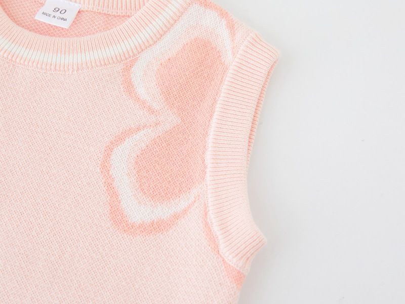 Geblümte Strickweste für Mädchen – 100 % Baumwolle, ärmellose Strickjacke (80 cm – 140 cm, A-Klasse-Sicherheit, weiches Schichtstück für Frühling und Herbst)_voghion.com