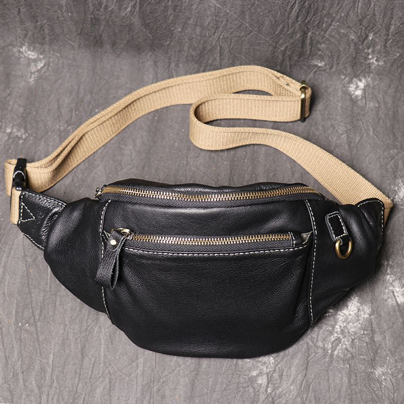 Brusttasche echtem Herren, Hüfttasche für Damen im Retro-Stil, lässige und modische Umhängetasche aus weichem Leder mit_voghion.com