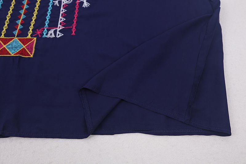 Damenbekleidung, Rayon, besticktes Strandkleid, langes Kleid, Boho-Chic, Sonnenschutz, Bademode, Überzug für Pool, Urlaub, Bikini (Marineblau)_voghion.com