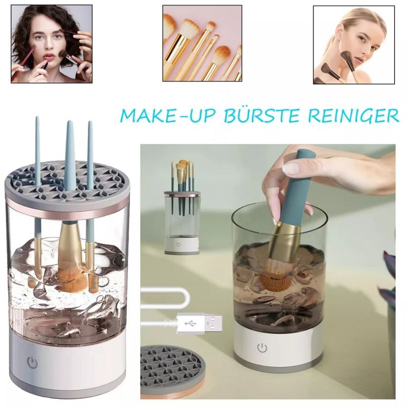 Automatic Rotating Electric Makeup Brush Cleaner USB Powered Portable Deep Cleaning Most Brushes Stylish Cylindrical Devices_voghion.com