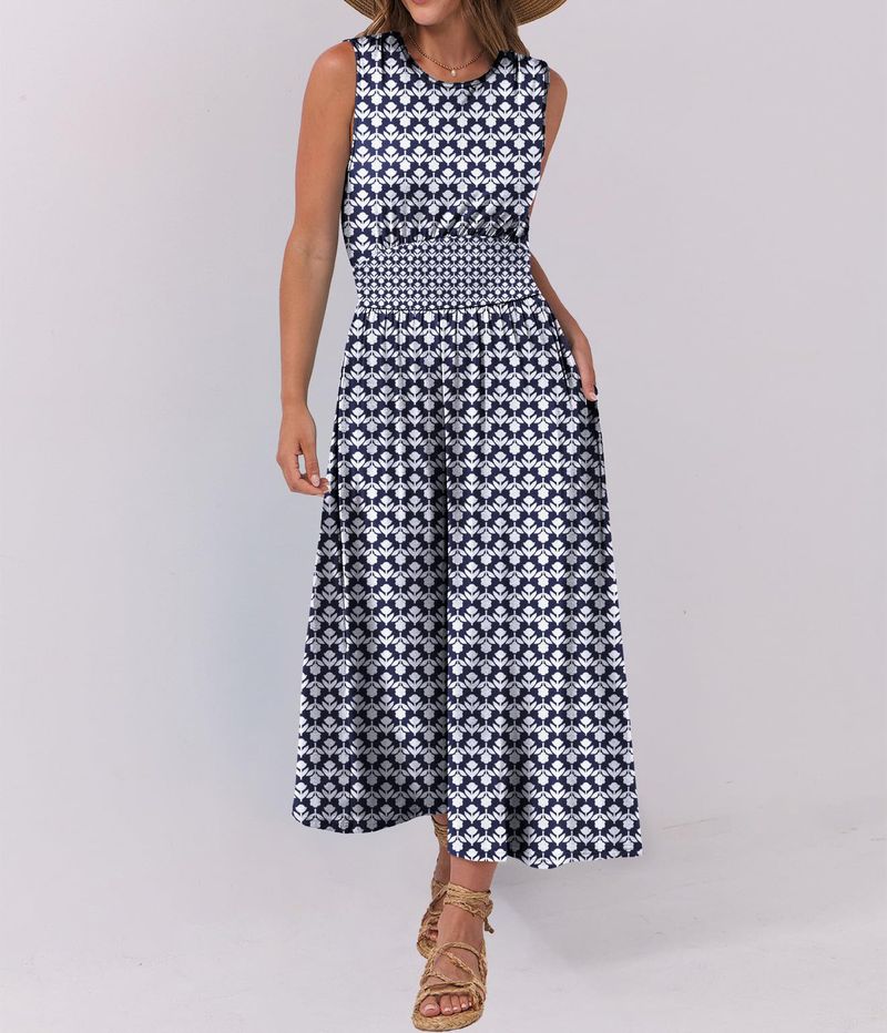 2025 Sommer Französisch Stil Minimalist Taille Cinching Casual Rundhals Gestrickte Weste Overall_voghion.com