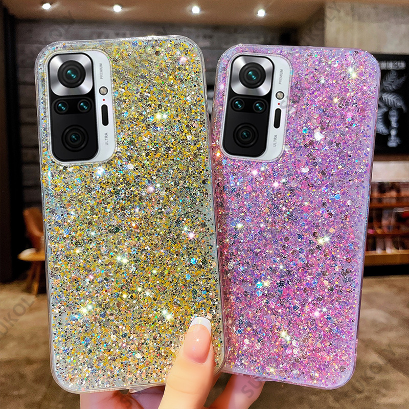 For Xiaomi Redmi Note 10 Pro Case Note 9 8 7 Pro 10S 9S 9A 9C Bling Glitter Cover Xiaomi Poco X3 F2 M3 Pro F3 Mi 11 Lite_voghion.com