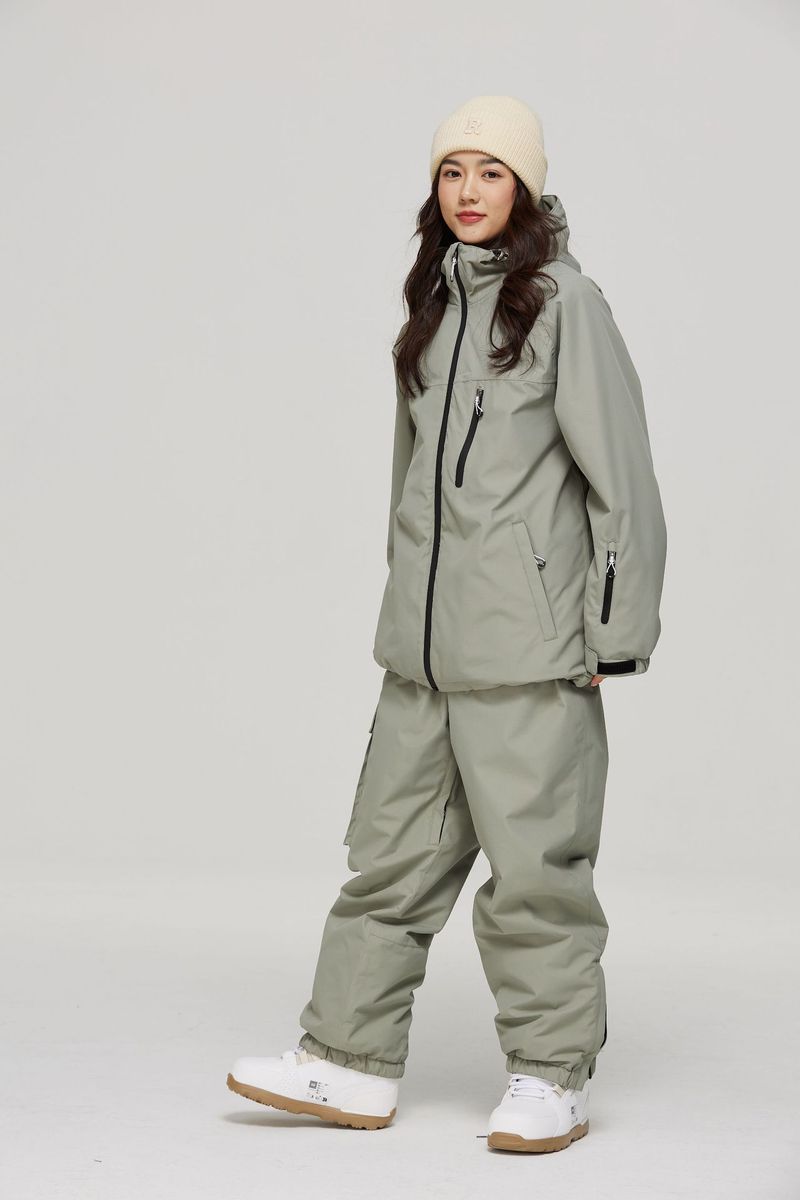 001 Set For Snowboarding Skiing, Thickened And Warm Two-Piece Outdoor Mountaineering Ski Suit_voghion.com