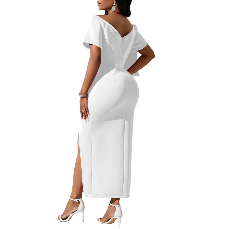 women's sexy big bow slit dress bag hip skirt dress_voghion.com