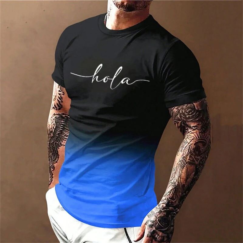 2024 Camiseta informal holgada para hombre, nueva camiseta con estampado creativo de cuchillo de mordedura de gato cómico, talla grande_voghion.com