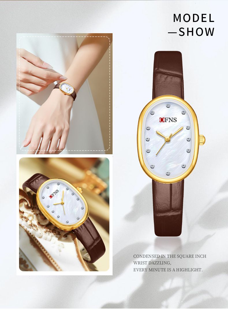 Elegante orologio al quarzo da donna con dettagli in diamanti, quadrante ovale impermeabile ed elegante per abbigliamento casual. Orologio al quarzo impermeabile Caibei, orologio da donna di alta gamma._voghion.com