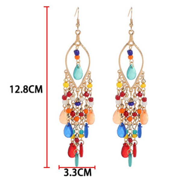 Bohemian lange oorbellen damesmode overdreven waterdruppel franje oorbellen temperament oor sieraden_voghion.com