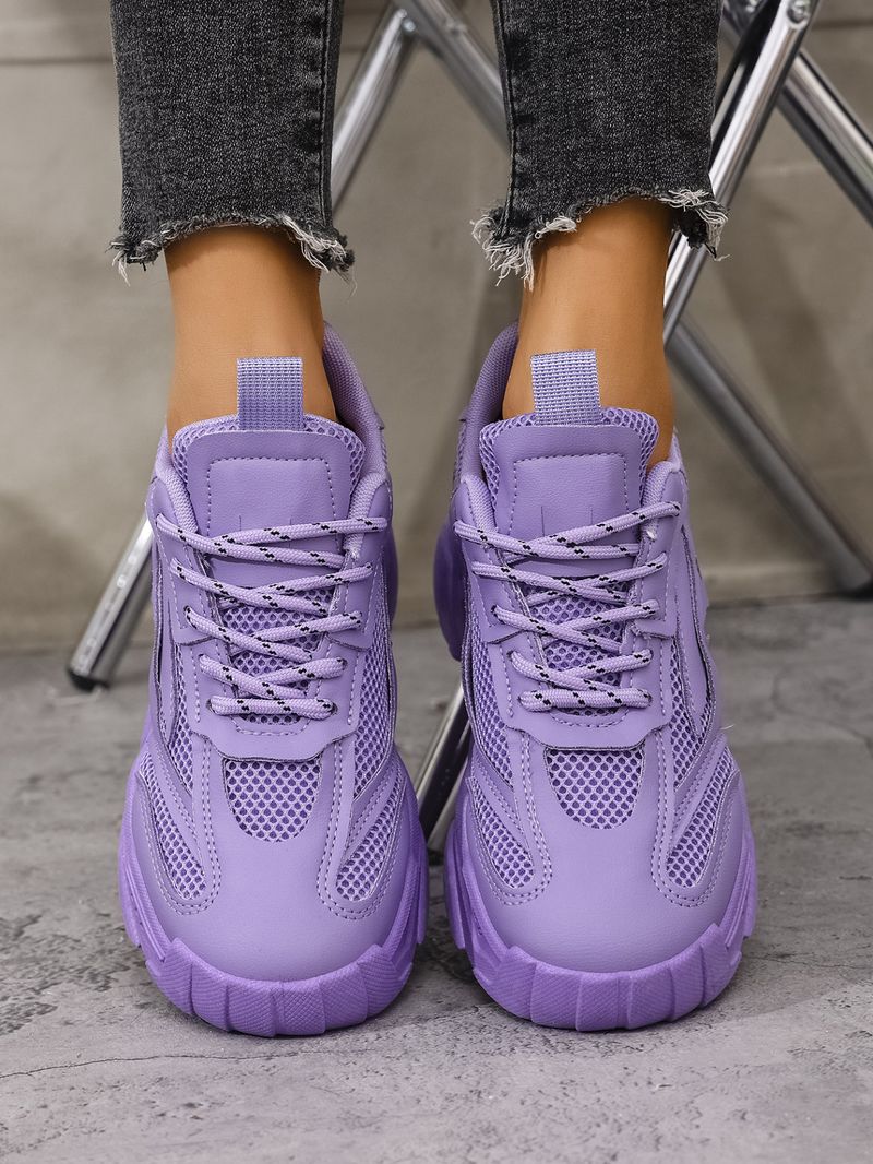 2025 Candy Color Mesh Dad Shoes Women's Platform Casual Sports Shoes Versatile Soft Sole Breathable Running Shoes_voghion.com