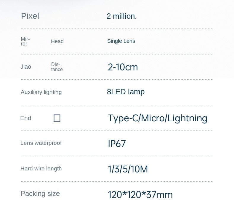 Mobile Phone Direct Connected Camera HD 2 Million Endoscope Hard Wire Waterproof Endoscope for Mobile Phone_voghion.com