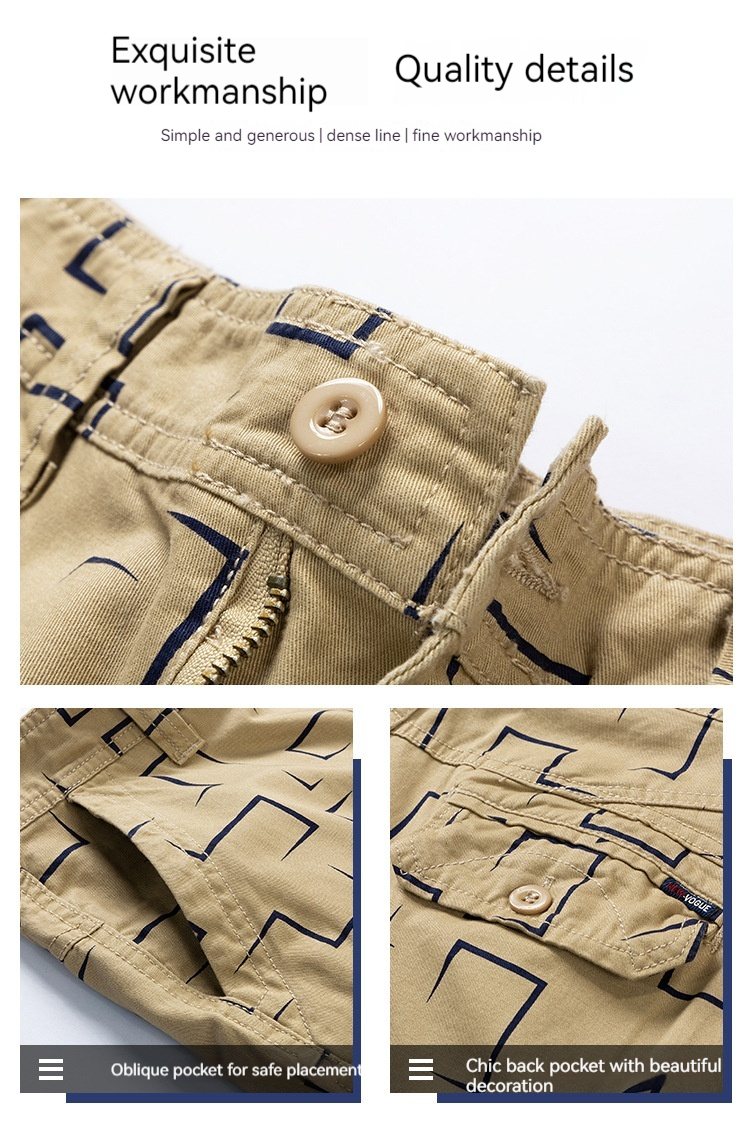 2024 Sommer Neue Herren-Arbeitsshorts, Freizeithosen, trendige Split-Hosen mit geradem Bein_voghion.com
