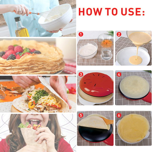 Elektrischer Crêpe-Maker, Pizza-Pfannkuchen-Maschine, antihaftbeschichtete Bratpfanne, Backform, Kuchenmaschine, Küchengerät, Kochutensilien Sonifer_voghion.com