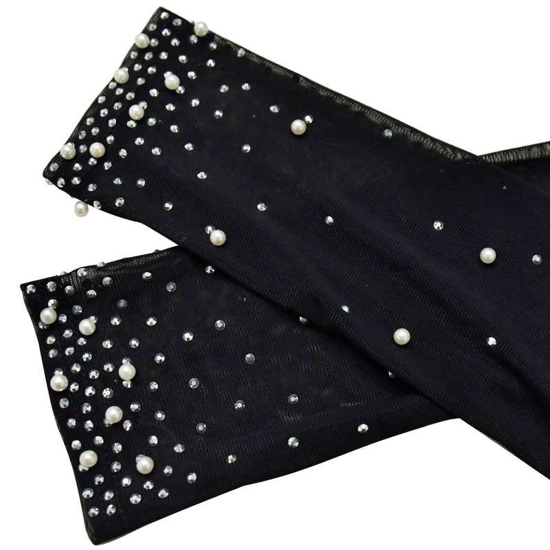 Damenbekleidung, modisches Damen-Zweiteiler-Set mit Rundhalsausschnitt, Mesh-Pailletten, langen Ärmeln und langem Rock_voghion.com