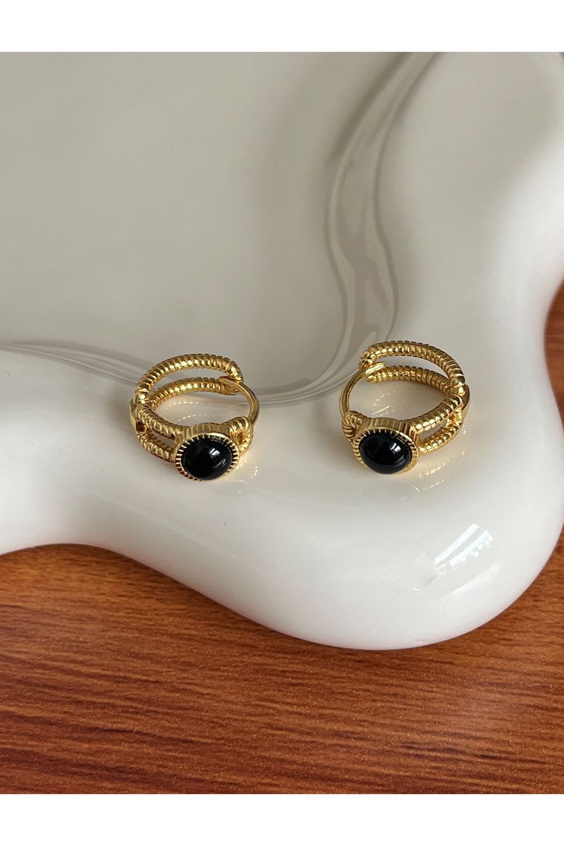 Orecchini semplici con perline nere in versione coreana, moda estiva di alta gamma, fibbia versatile, accessori per le orecchie da donna_voghion.com