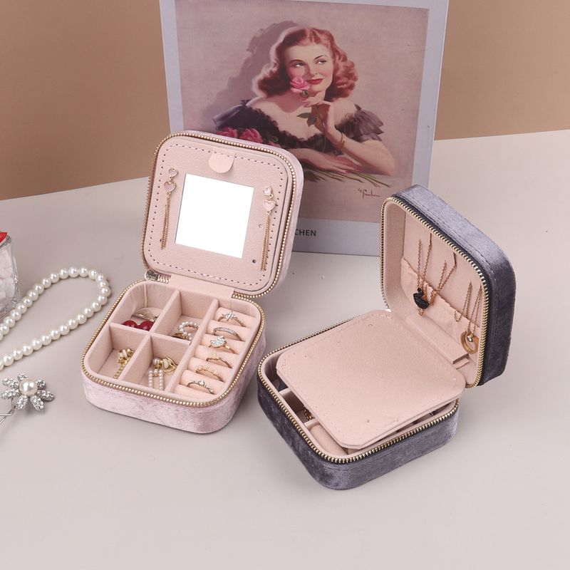 Portable Jewelry Organizer Box - Velvet-Lined Multi-Layer Storage Case For Earrings, Rings & Necklaces (10x10x5cm)_voghion.com