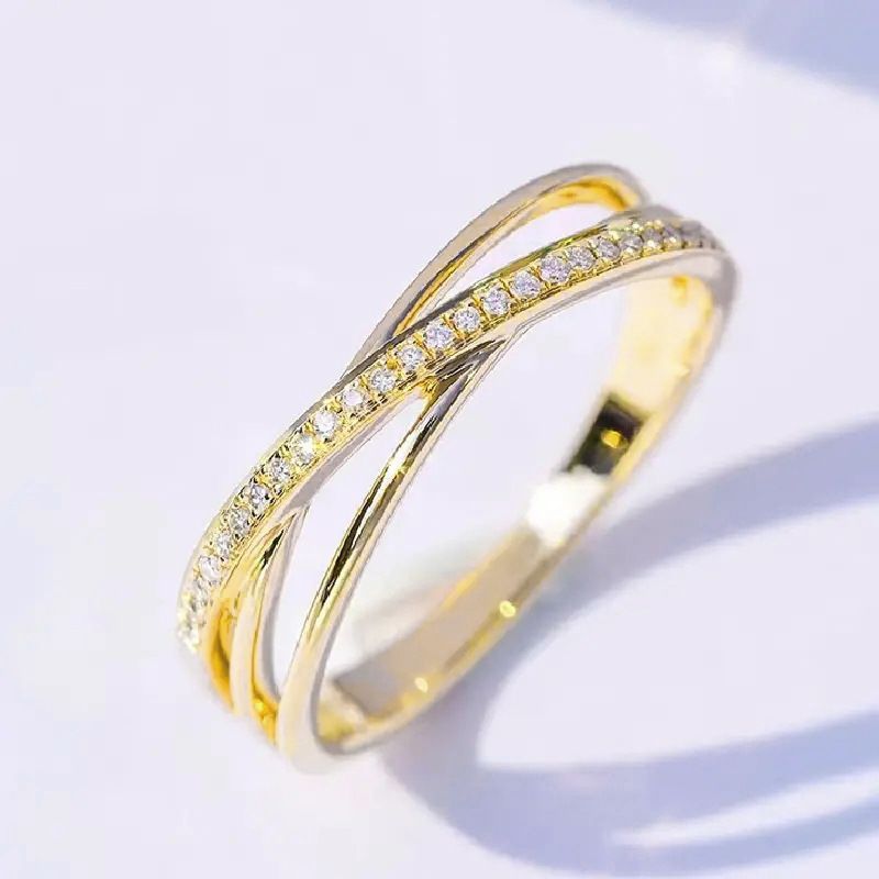 Cao Shi Hot Selling Cross Design Micro Inlaid Line Finger Fashion Style Ring_voghion.com