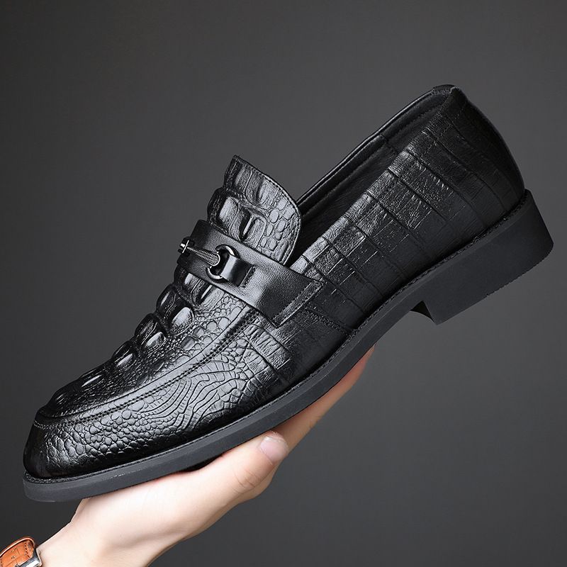 New Top Layer Cowhide Casual Genuine Leather Business Dress Breathable Single Shoes, Pointed Men's Shoes_voghion.com