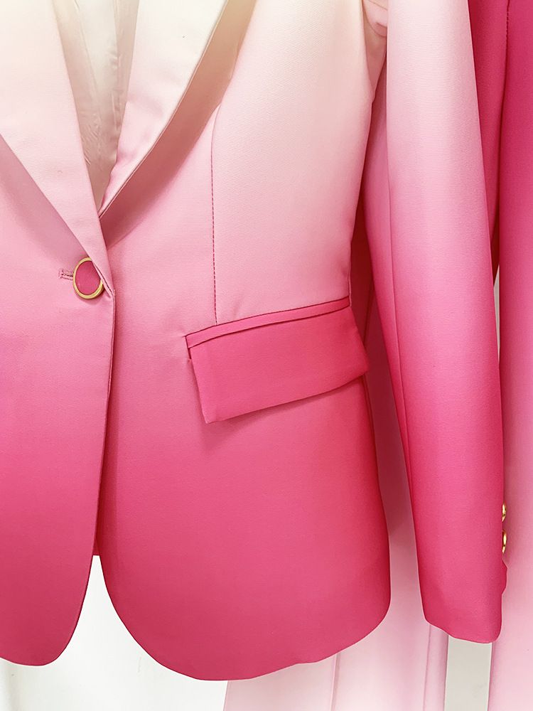 Costum slim cu pantaloni evazați, costum din două piese, pentru femei, la modă, cu gradient de temperament_voghion.com
