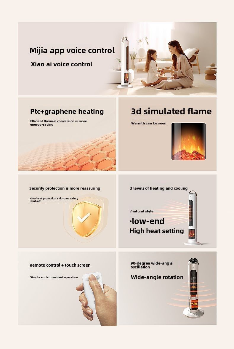 Instant Carbon Fan Intelligent Temperature Voice Control Fast Heating 2025 New Model Heater_voghion.com