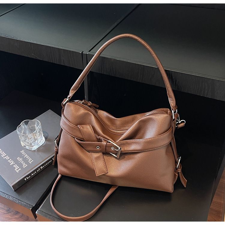 Sac fourre-tout tendance pour femme, grande capacité, en PU souple, avec fermeture éclair, pour un usage quotidien, disponible en noir, beige, marron et argent._voghion.com