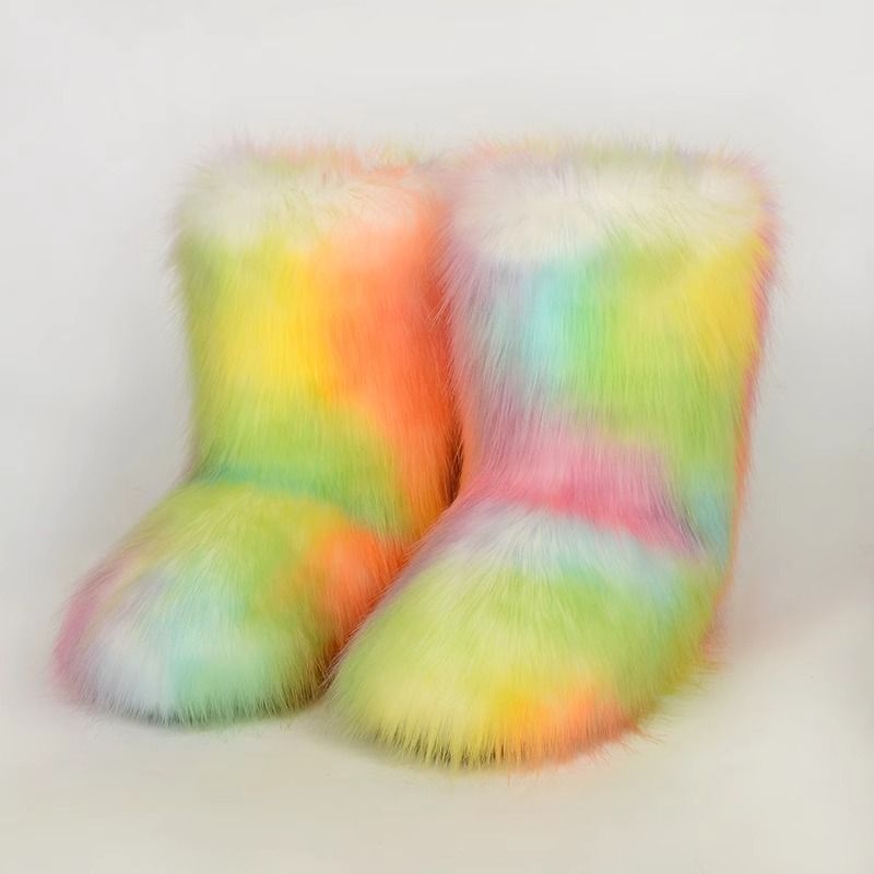 Winter snow boots Women's outer wear warm non-slip cross-border long fur mid-calf raccoon fur y2g fur boots_voghion.com