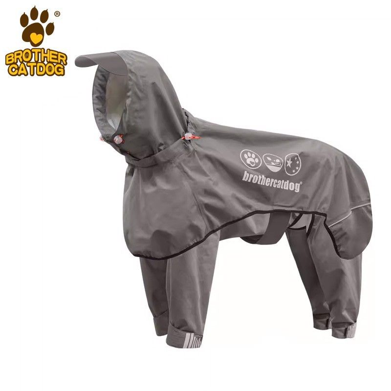 New Dog Raincoat Full Coverage Four-Legged Rain Poncho High-Quality Waterproof Strip Non-Blocking Pet Hooded Clothing_voghion.com