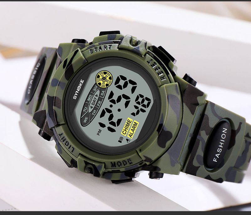 Unisex Digital Sports Watch With Camouflage Design, Multi-Color Night Light, Waterproof, Lightweight & Durable For Kids And Adults_voghion.com