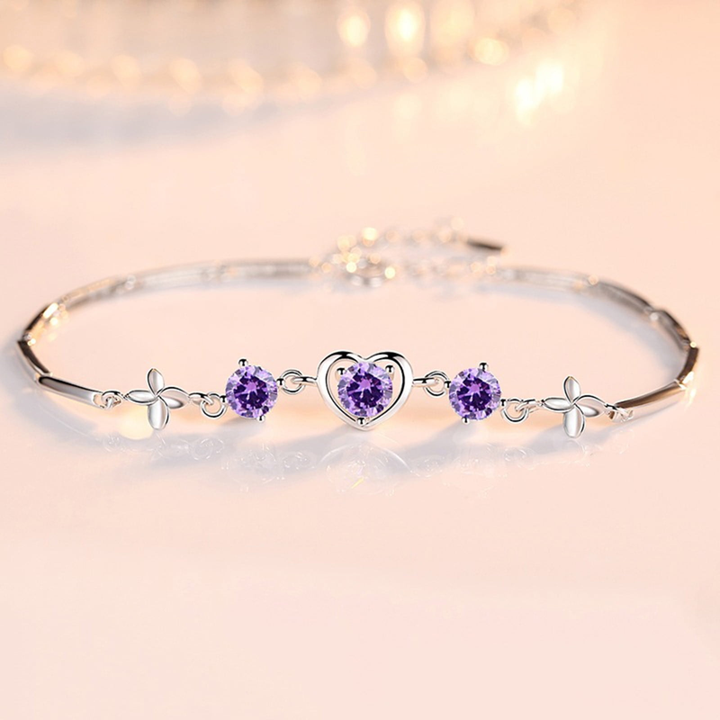 Feiboyy Sterling Sier hjerteformet armbånd for kvinner_voghion.com