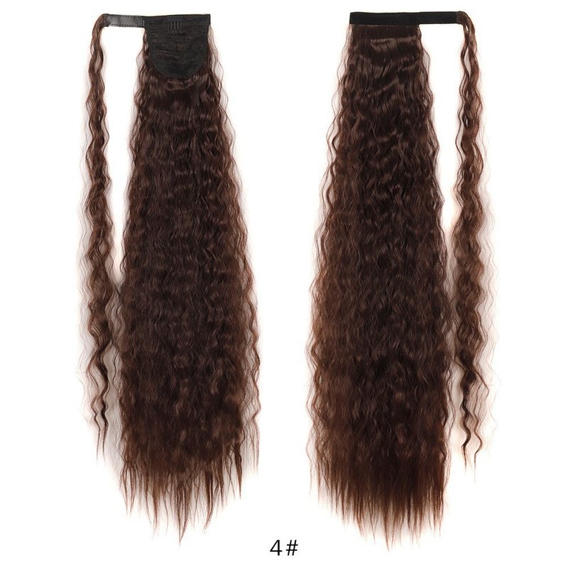 Perruque femme style Velcro perm de maïs moelleux cheveux longs bouclés queue de cheval haute et basse perruque naturelle à haute température en soie ondulée à l'eau_voghion.com