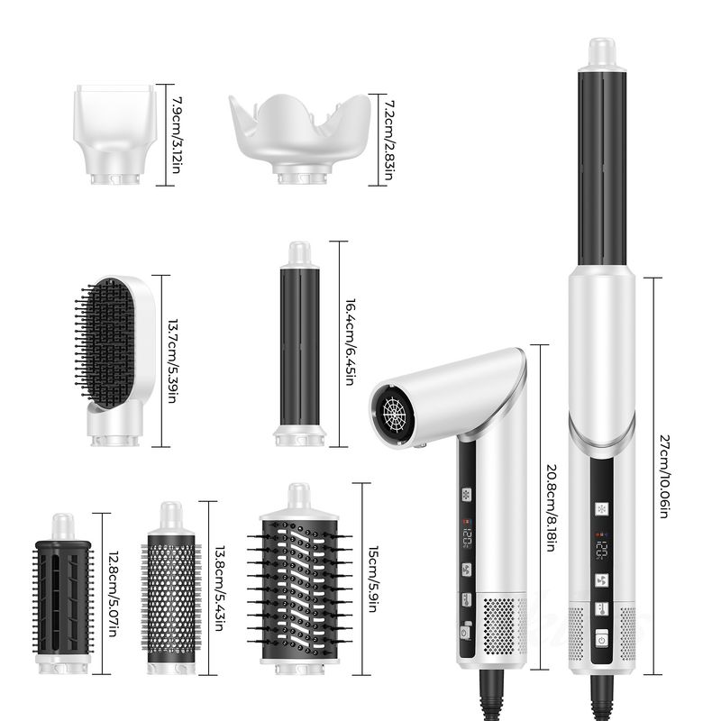 Naujas daugiafunkcis aštuonių viename sulankstomas karšto oro šukos buitinis greitaeigis bešepetis neigiamų jonų plaukų džiovintuvas plaukų tiesintuvas_voghion.com