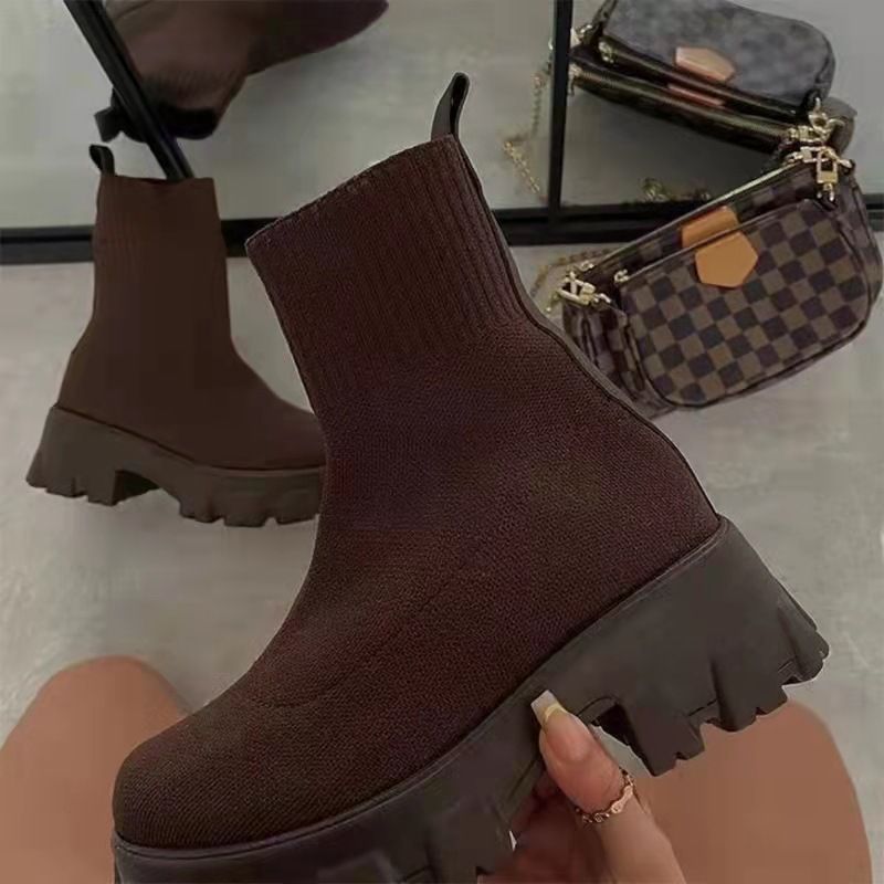 New Shoes Fly Woven Sports Short For Women 2025 Autumn And Winter Women's Boots Plus Size One Foot Socks_voghion.com